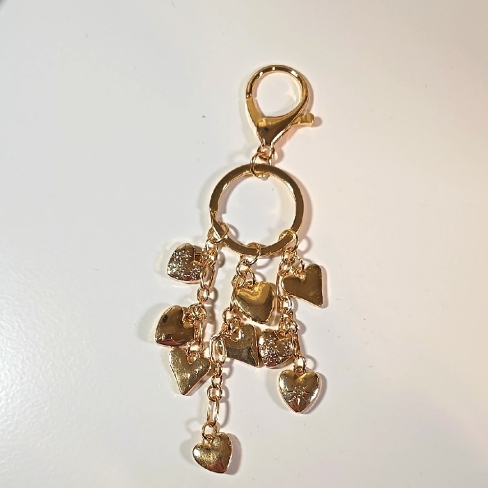 Gold Heart Charm Keychain